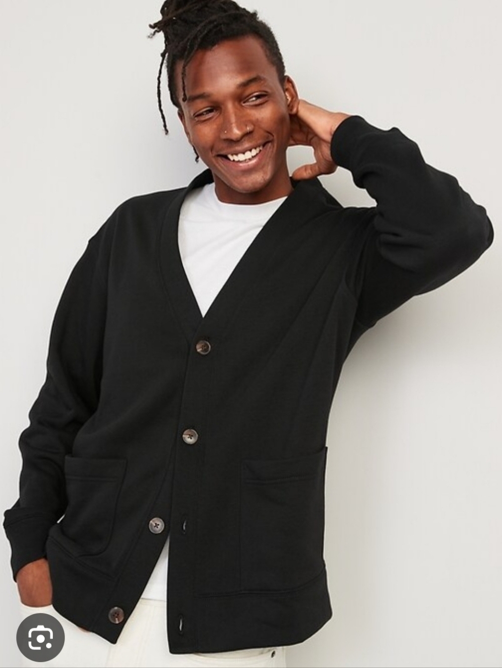 Old Navy Black V-Neck Button Cardigan with Pockets